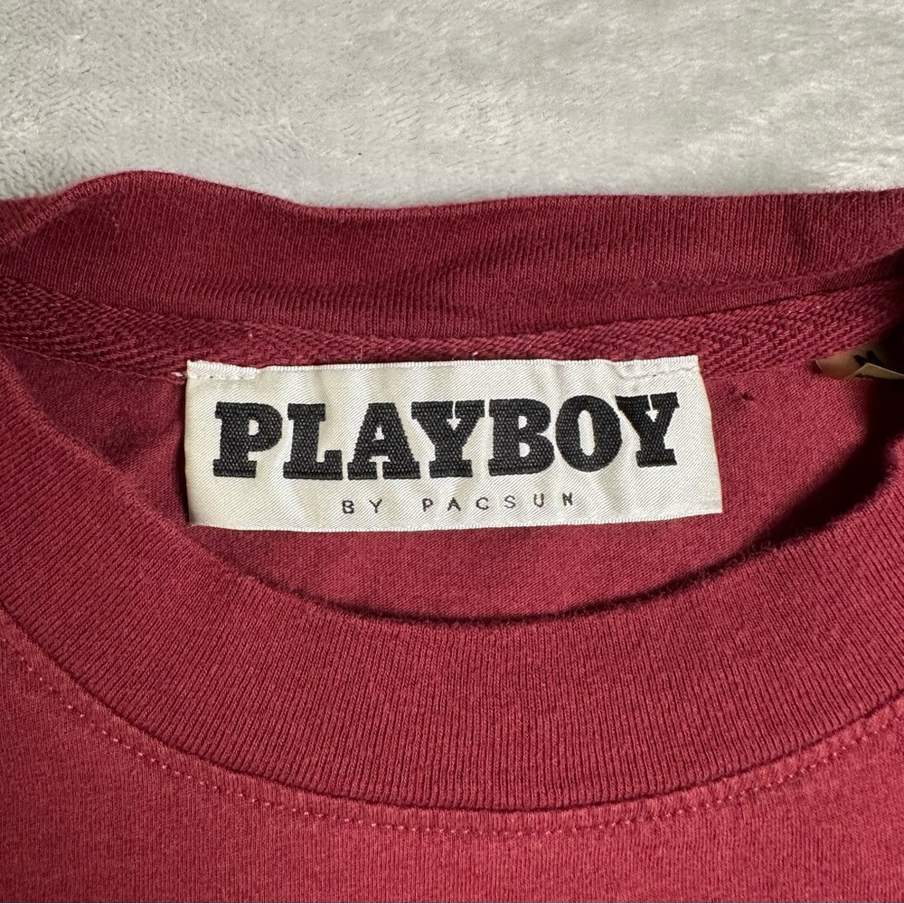 Playboy x PacSun Red Tee Men’s M Embroidered Logo Streetwear Collab - Picture 6 of 9